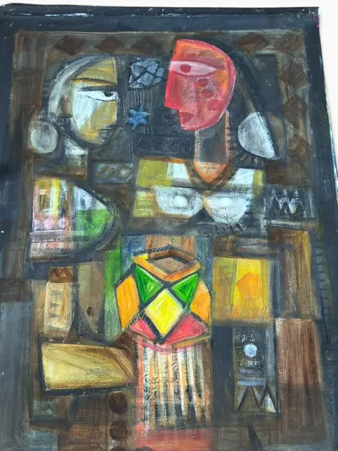 Abstract Faces — Expressionist Oil, Unframed - detail