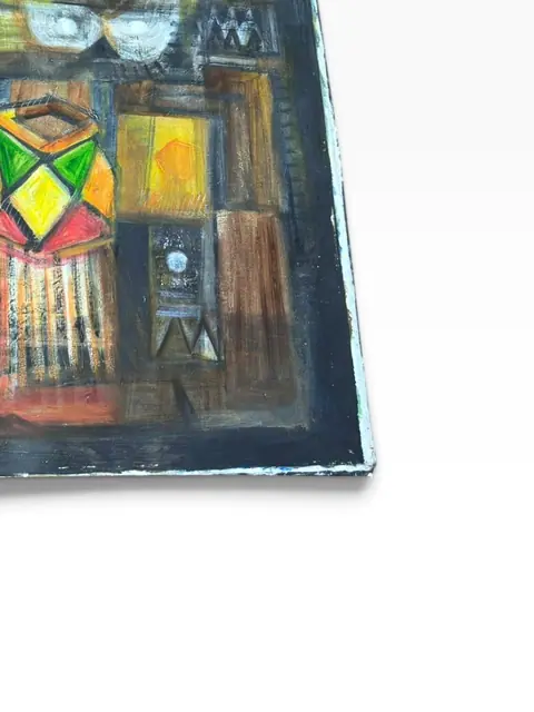 Abstract Faces — Expressionist Oil, Unframed - detail