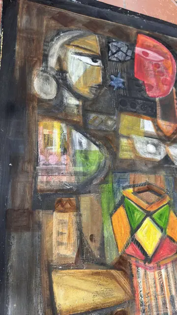 Abstract Faces — Expressionist Oil, Unframed - detail