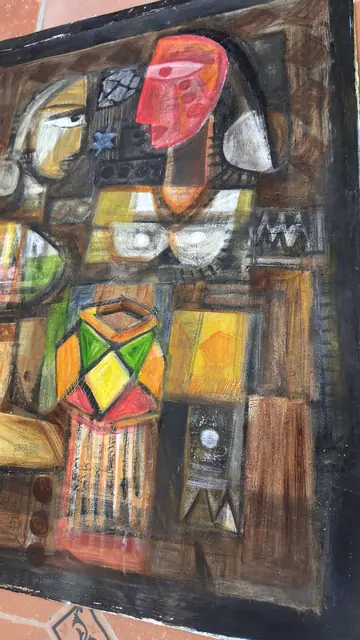 Abstract Faces — Expressionist Oil, Unframed - detail