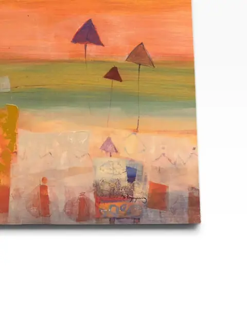 Abstract Village Landscape — Signed, Gallery-Wrapped Canvas - detail
