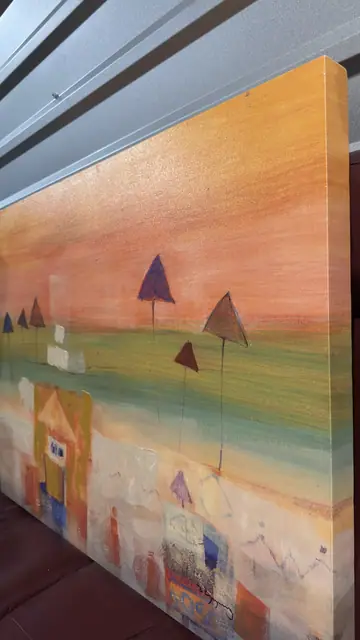 Abstract Village Landscape — Signed, Gallery-Wrapped Canvas - detail