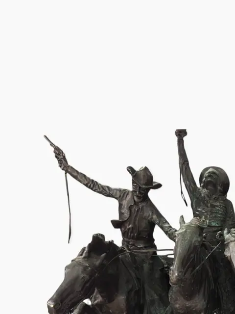 After Frederic Remington 'Coming Through the Rye' Bronze Group - detail