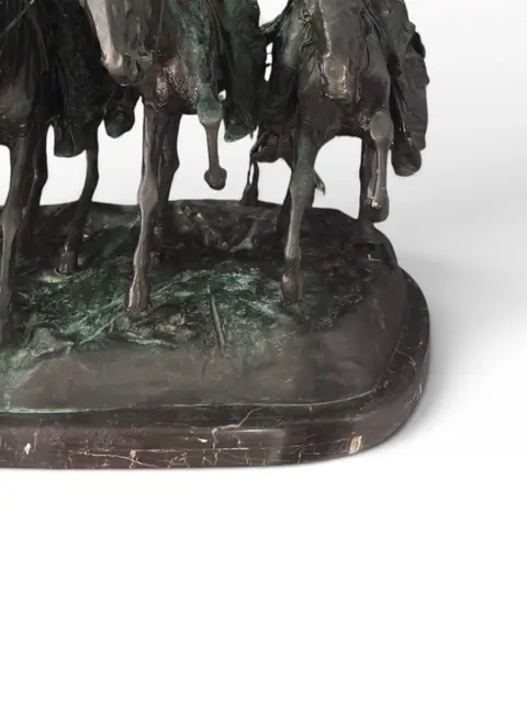 After Frederic Remington 'Coming Through the Rye' Bronze Group - detail
