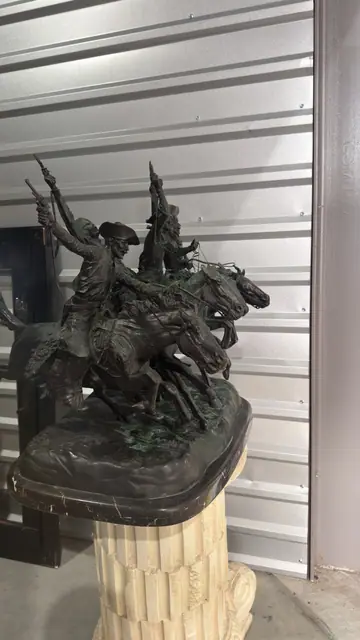 After Frederic Remington 'Coming Through the Rye' Bronze Group - detail