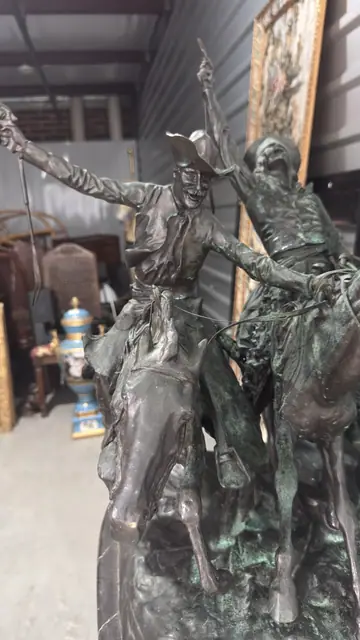 After Frederic Remington 'Coming Through the Rye' Bronze Group - detail