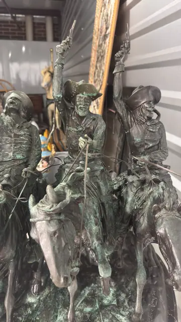 After Frederic Remington 'Coming Through the Rye' Bronze Group - detail