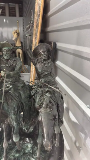 After Frederic Remington 'Coming Through the Rye' Bronze Group - detail