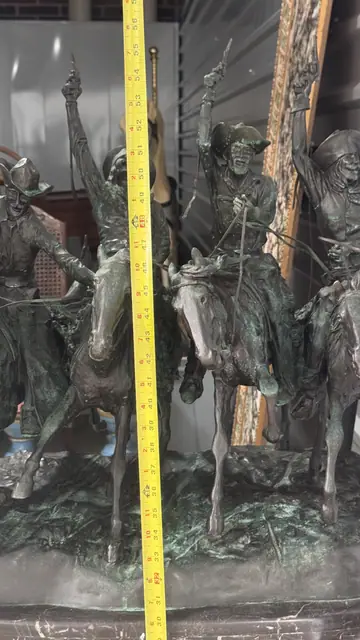After Frederic Remington 'Coming Through the Rye' Bronze Group - detail