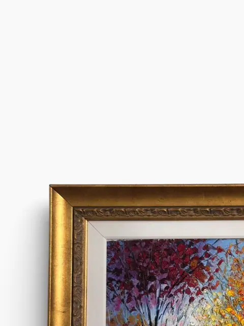 Autumn Park Alley — Slava Ilyayev, Signed Oil, Framed - detail