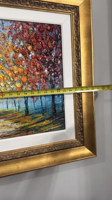 Autumn Park Alley — Slava Ilyayev, Signed Oil, Framed - detail