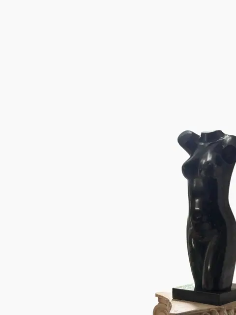 Black Marble Female Torso Sculpture - detail