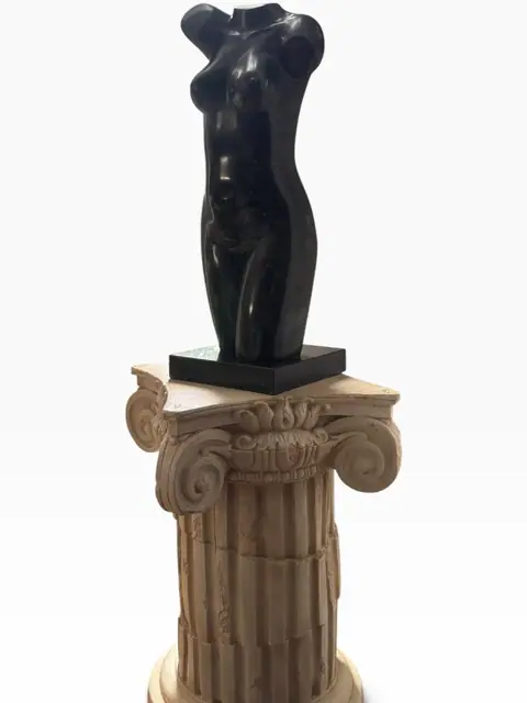 Black Marble Female Torso Sculpture - detail