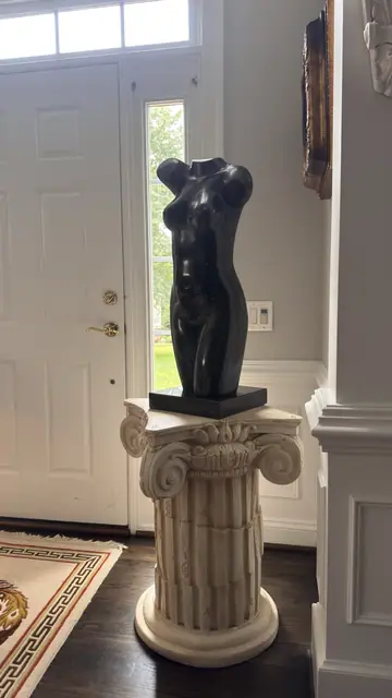 Black Marble Female Torso Sculpture - detail