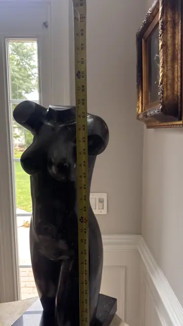 Black Marble Female Torso Sculpture - detail