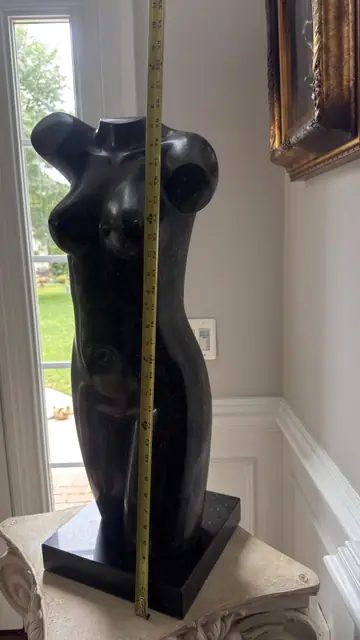 Black Marble Female Torso Sculpture - detail