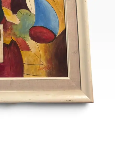 Colorist Abstract Composition — Signed Oil on Canvas, Framed - detail