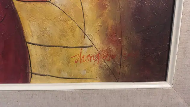 Colorist Abstract Composition — Signed Oil on Canvas, Framed - detail