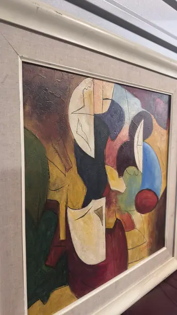 Colorist Abstract Composition — Signed Oil on Canvas, Framed - detail