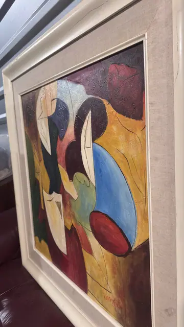 Colorist Abstract Composition — Signed Oil on Canvas, Framed - detail