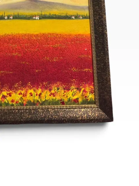 Field of Poppies at Dusk — Oil on Canvas, Signed - detail