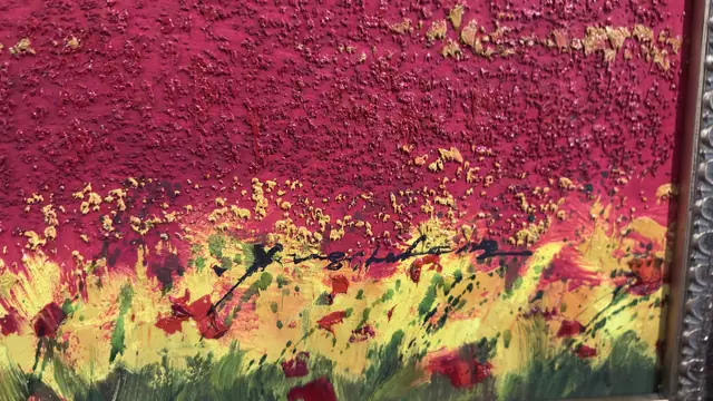 Field of Poppies at Dusk — Oil on Canvas, Signed - detail