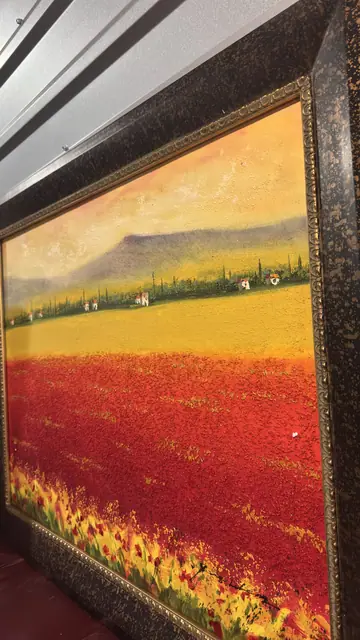 Field of Poppies at Dusk — Oil on Canvas, Signed - detail