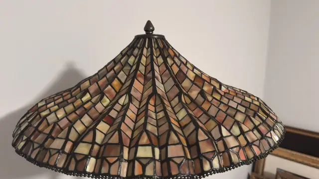 Figural Mermaid and Dolphin Table Lamp with Tiffany-Style Stained Glass Shade - detail