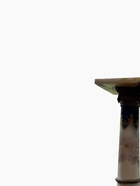 French Sèvres-Style Porcelain Pedestal with Hand-Painted Landscapes - detail