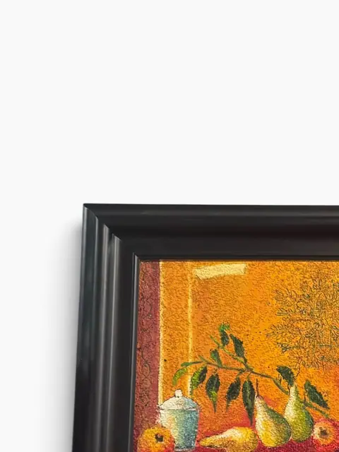 Golden Fruit Still Life — Textured Oil on Canvas, Framed - detail