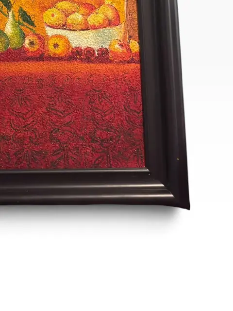 Golden Fruit Still Life — Textured Oil on Canvas, Framed - detail