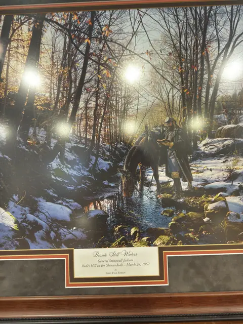 Framed Winter Woodland Stream Print with Certificate of Authenticity - maker's plaque