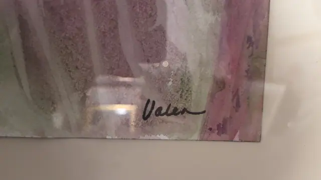 Abstract Floral Watercolour Signed Valen, Signed, Framed - signature
