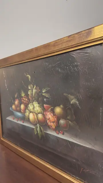 Old Master Style Still Life with Pineapple, J. Mattison, Signed, Framed - detail