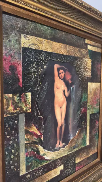 Classical Nude Collaged in Gilded Relief Panel, Framed - detail