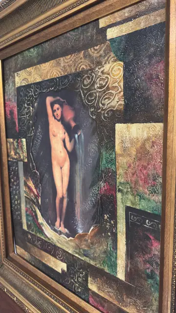 Classical Nude Collaged in Gilded Relief Panel, Framed - detail