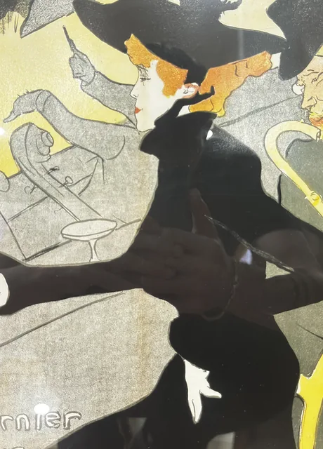 Divan Japonais Lithographic Poster After Toulouse-Lautrec, Black Frame - detail