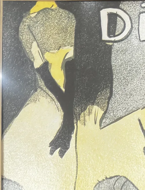 Divan Japonais Lithographic Poster After Toulouse-Lautrec, Black Frame - detail