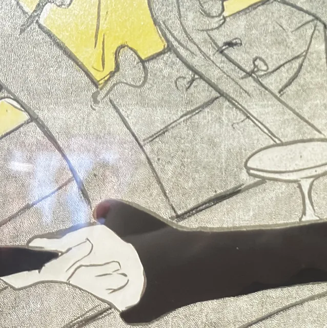 Divan Japonais Lithographic Poster After Toulouse-Lautrec, Black Frame - detail