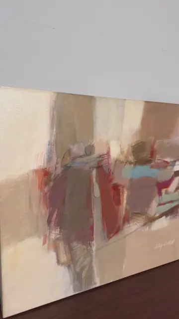 Abstract Composition in Sand and Crimson, Signed, Unframed - detail