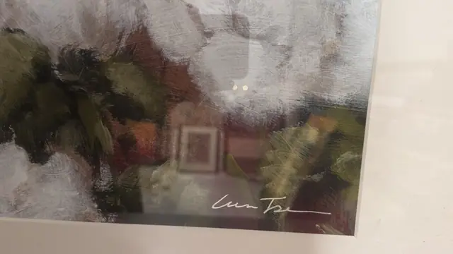 White Roses Still Life, Framed Floral Print, Signed, Framed - signature