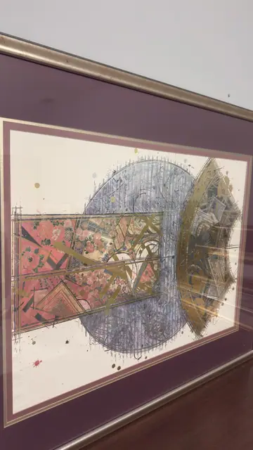 Abstract Fan and Disc with Gold Leaf, Framed - detail
