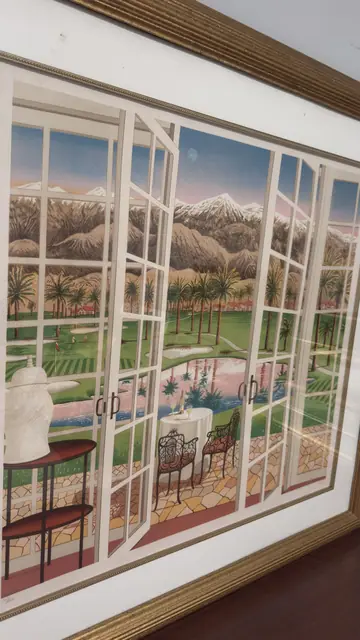 Fanch, Garden Terrace Through Open Windows, Numbered Edition, Framed - detail