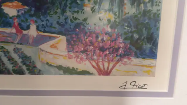 Two Femmes au Jardin a Theoule, Seriolithograph, Framed, 2000 - signature