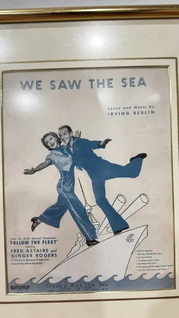 'We Saw the Sea' Follow the Fleet Sheet Music, Signed, Framed, 1936 - certificate
