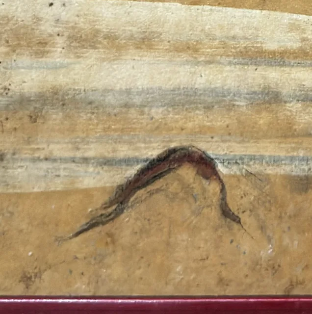 Antique East Asian Pine and Birds Painting, Signed, Framed - detail