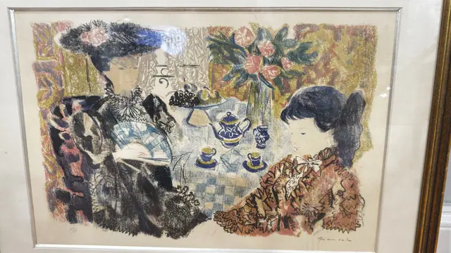 Grau Sala Colour Lithograph, En Visite, Numbered Edition, Framed - detail