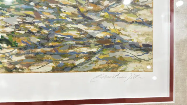 Christian Title Serigraph Red Windows, Signed in the Plate, Framed, 1988 - signature