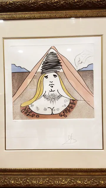 Salvador Dali Etching Lady Dulcinea Don Quixote, Signed in the Plate, Framed, 1974 - detail