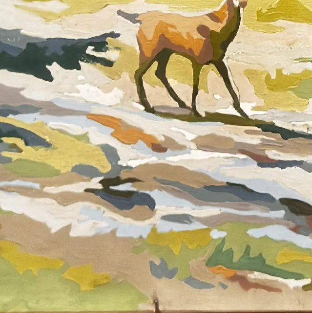 Two Stags in a Wooded Stream, Framed - detail